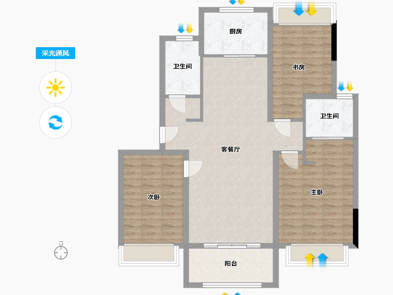 安徽省-宿州市-嘉泰龙城壹号爱丁堡-101.22-户型库-采光通风