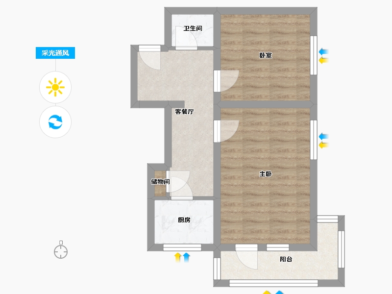 北京-北京市-木樨地-45.40-户型库-采光通风