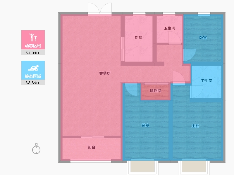 山西省-晋中市-金泽苑二期-93.84-户型库-动静分区