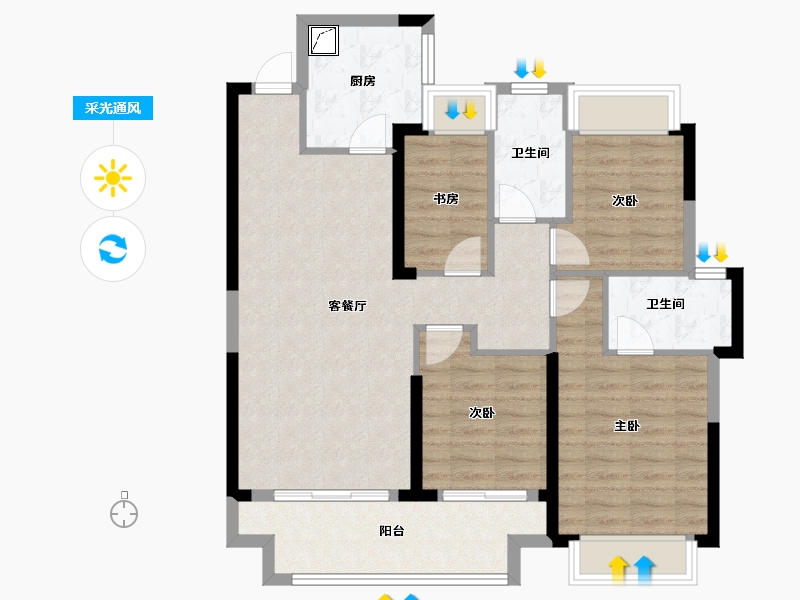 江西省-赣州市-铂金湾-100.00-户型库-采光通风