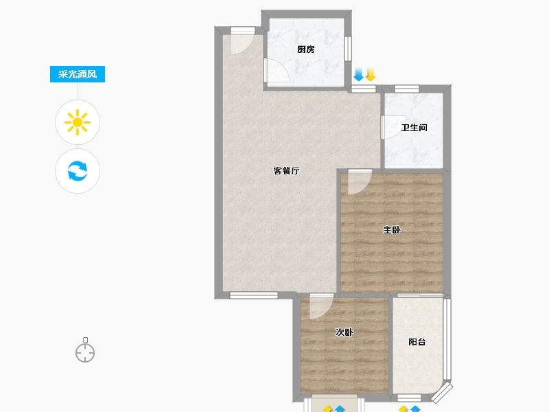 浙江省-杭州市-天星苑-69.40-户型库-采光通风