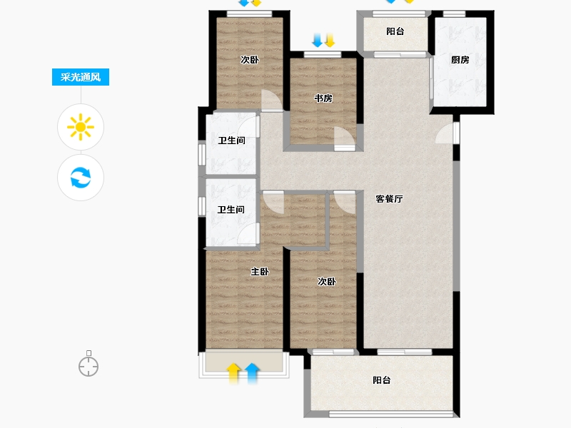 河南省-郑州市-九溪天悦-111.00-户型库-采光通风