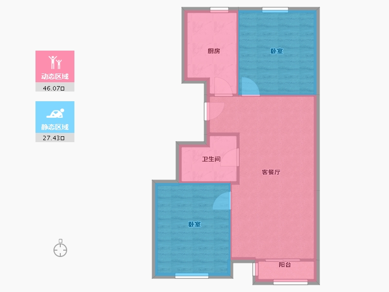 北京-北京市-旧宫新苑-南区-66.85-户型库-动静分区