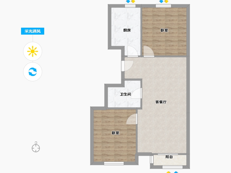 北京-北京市-旧宫新苑-南区-66.85-户型库-采光通风