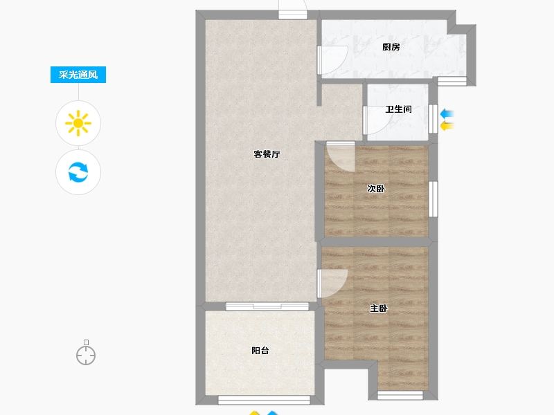 河南省-郑州市-万华城悦府-63.00-户型库-采光通风