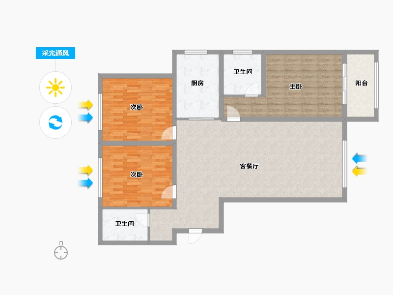 山东省-德州市-碧水雅居-125.00-户型库-采光通风