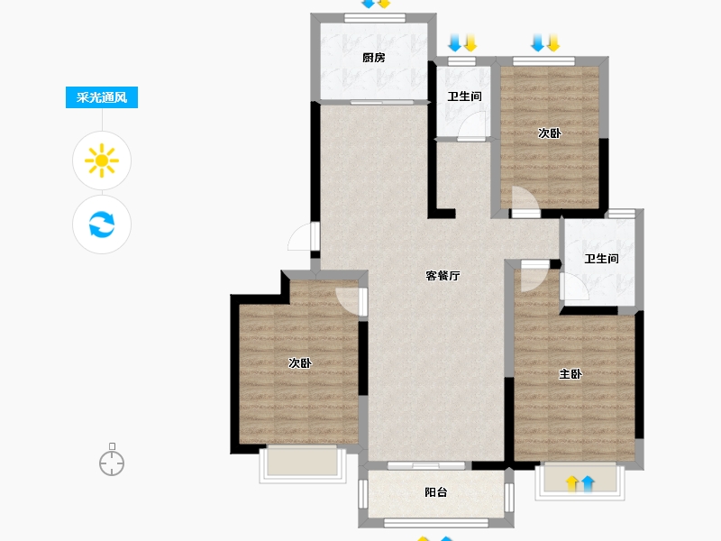 河南省-新乡市-恒杰世博庄园-104.00-户型库-采光通风