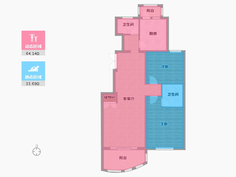 上海-上海市-芝川新苑-88.00-户型库-动静分区