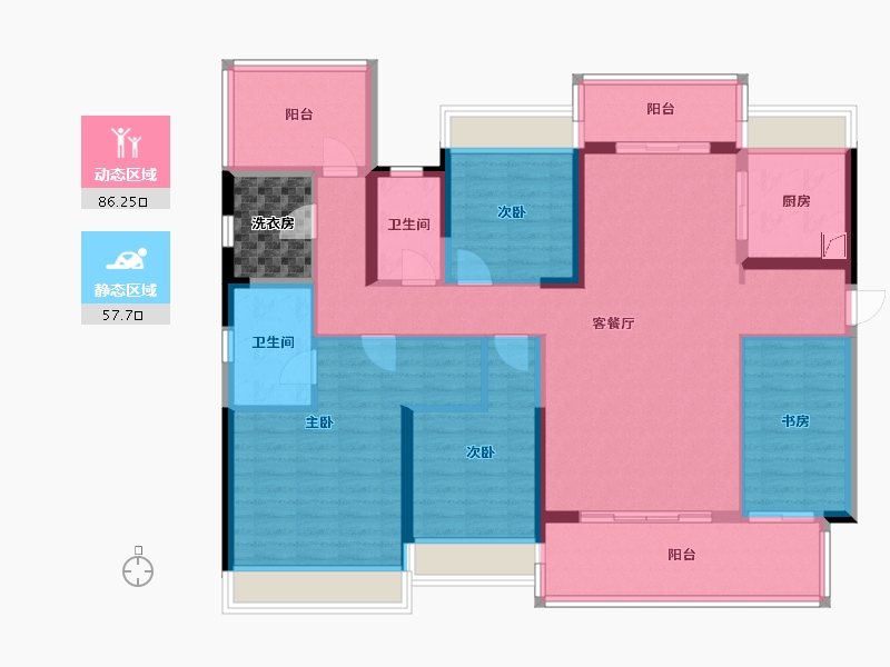 广东省-惠州市-蓝光铂汇公馆-133.04-户型库-动静分区