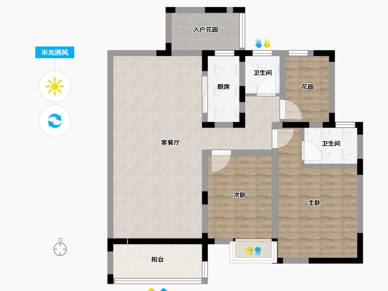 广西壮族自治区-贺州市-春天・五彩江南-92.13-户型库-采光通风