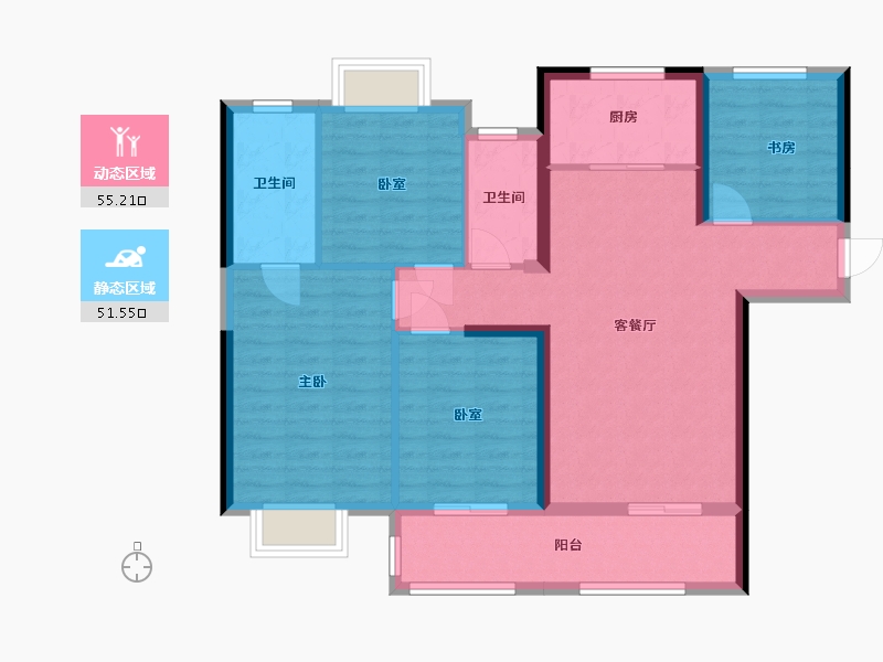 湖南省-岳阳市-融创环球中心-95.77-户型库-动静分区