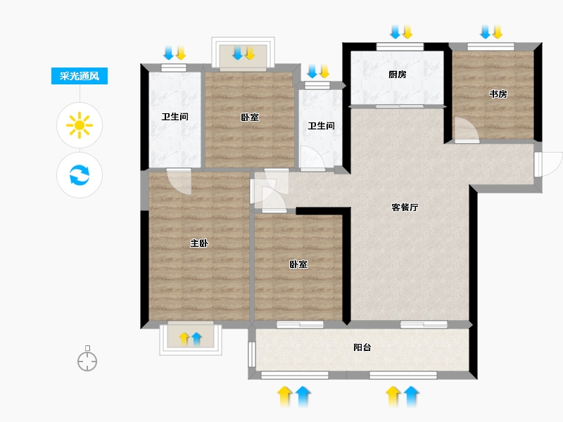 湖南省-岳阳市-融创环球中心-95.77-户型库-采光通风