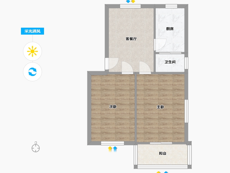 浙江省-宁波市-汪弄社区-58.00-户型库-采光通风