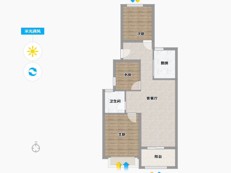 浙江省-宁波市-万科海上都会-80.00-户型库-采光通风