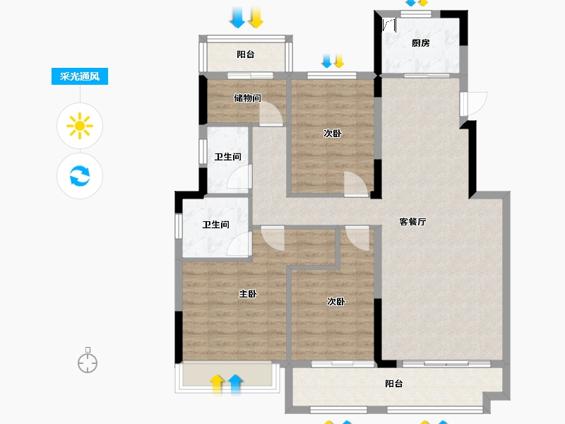 安徽省-合肥市-力高澜湖前城-100.00-户型库-采光通风