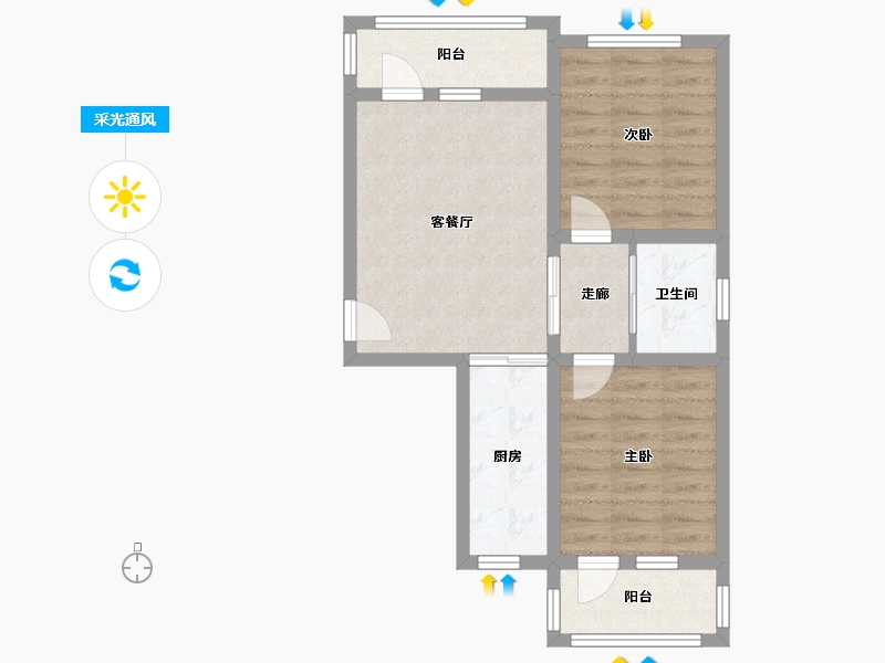 北京-北京市-翠屏北里东区-60.00-户型库-采光通风