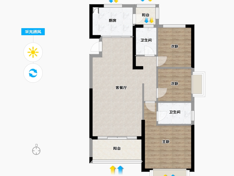 安徽省-亳州市-恒大林溪郡-89.53-户型库-采光通风