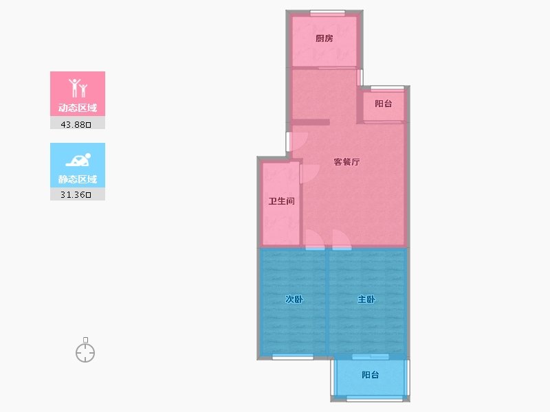 北京-北京市-天秀花园安和园-63.60-户型库-动静分区