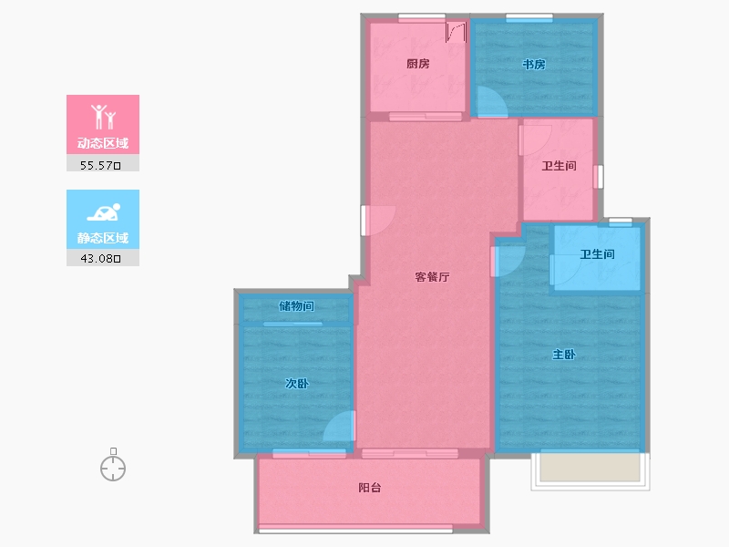 江苏省-徐州市-熙望花园-89.00-户型库-动静分区