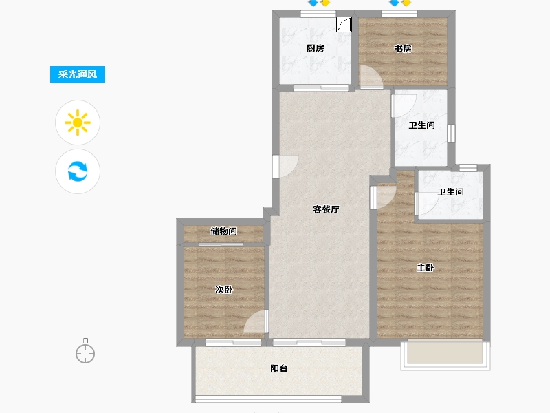 江苏省-徐州市-熙望花园-89.00-户型库-采光通风