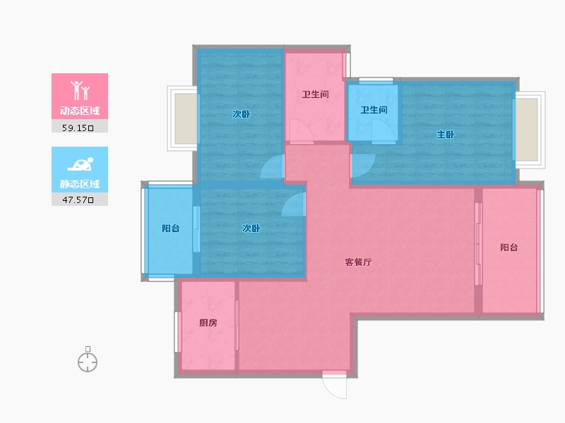 福建省-泉州市-锦新花苑-96.00-户型库-动静分区