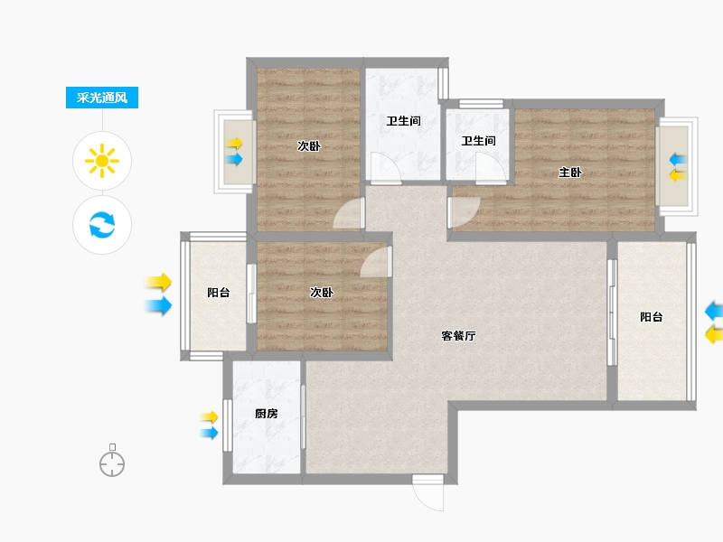 福建省-泉州市-锦新花苑-96.00-户型库-采光通风