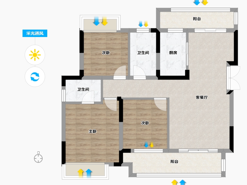 四川省-广安市-加德学府一号-87.00-户型库-采光通风