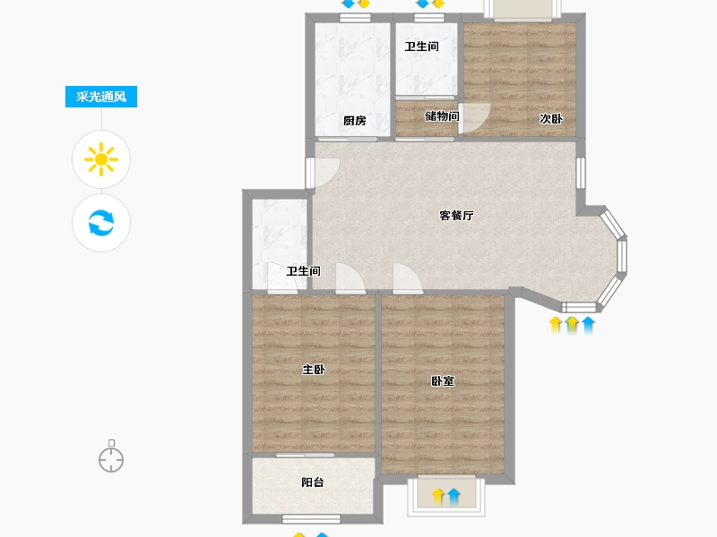 上海-上海市-叶城-五街坊-81.50-户型库-采光通风