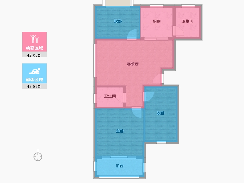 浙江省-杭州市-三里家园三小区-90.00-户型库-动静分区