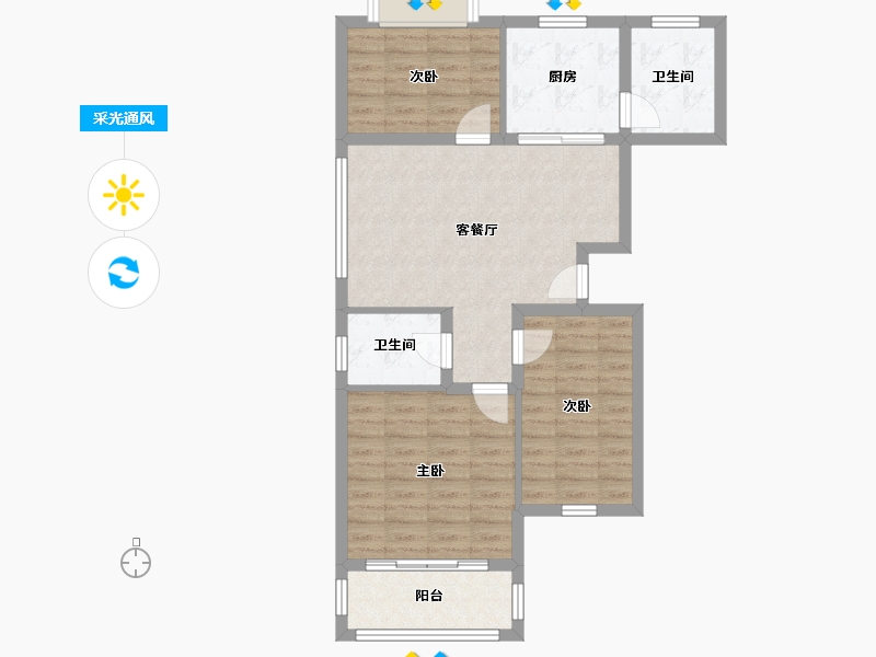 浙江省-杭州市-三里家园三小区-90.00-户型库-采光通风