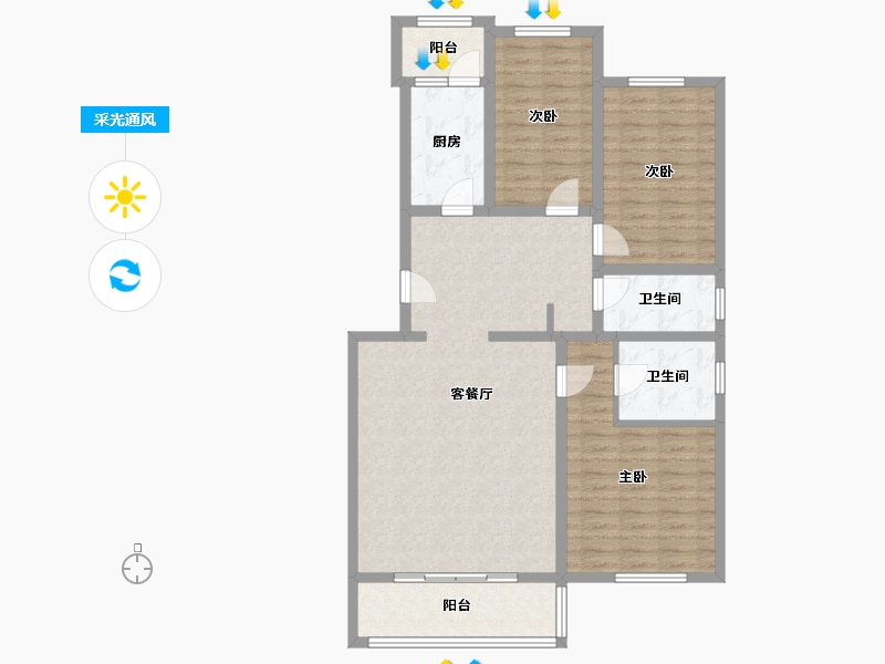 北京-北京市-回龙观天露园一区-118.00-户型库-采光通风