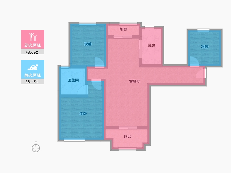 湖南省-长沙市-梅溪鑫苑名家-106.27-户型库-动静分区