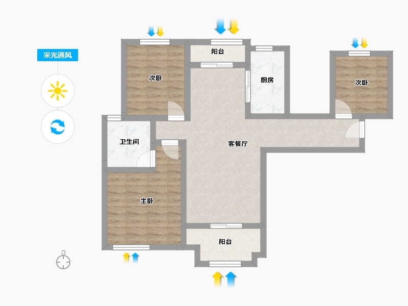 湖南省-长沙市-梅溪鑫苑名家-106.27-户型库-采光通风