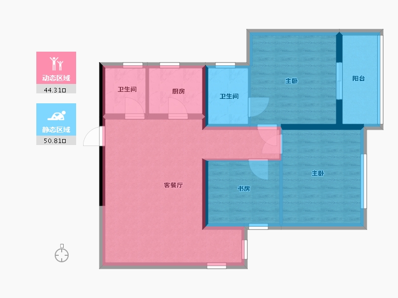 陕西省-西安市-兴庆白云御苑-85.38-户型库-动静分区