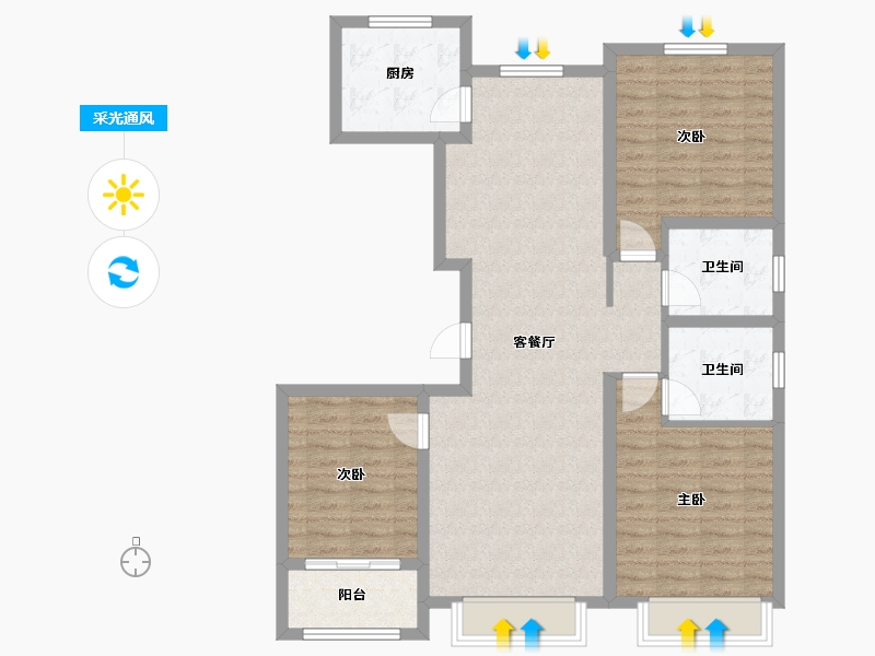 山东省-菏泽市-印象郓州-99.00-户型库-采光通风