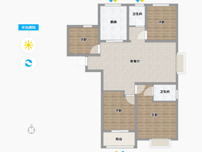 河南省-开封市-幸福里三期-130.00-户型库-采光通风