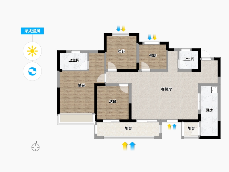 四川省-成都市-中信城开麓山上院-104.15-户型库-采光通风