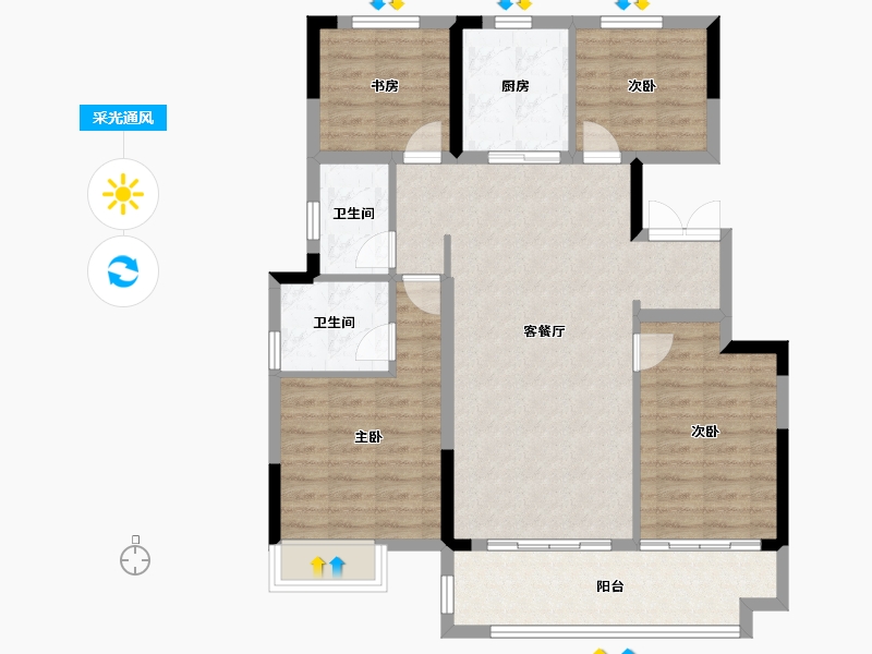 安徽省-阜阳市-高速时代公馆-100.00-户型库-采光通风