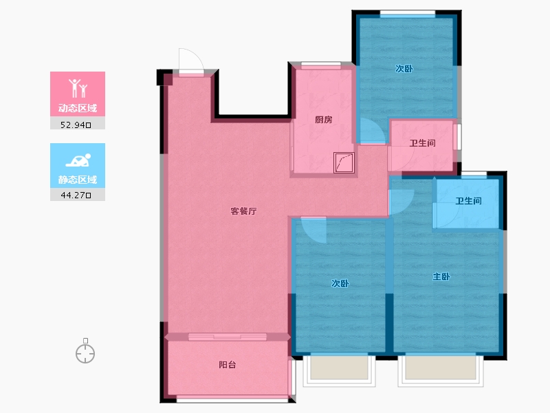 浙江省-金华市-星月嘉园-94.00-户型库-动静分区