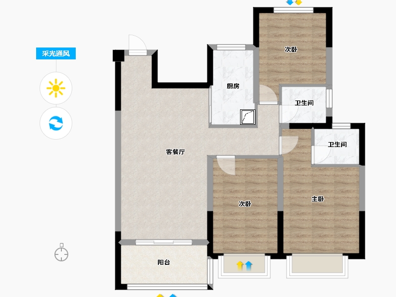 浙江省-金华市-星月嘉园-94.00-户型库-采光通风