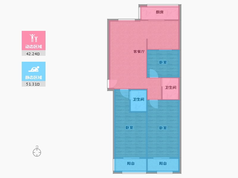 北京-北京市-水关新村-96.00-户型库-动静分区