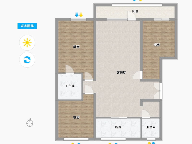 辽宁省-葫芦岛市-凌河御景-137.00-户型库-采光通风