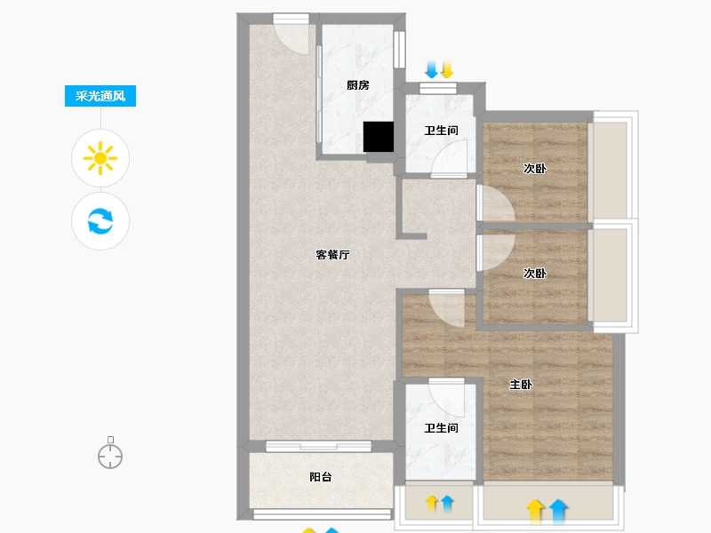 广东省-深圳市-安居深乐花园-64.00-户型库-采光通风