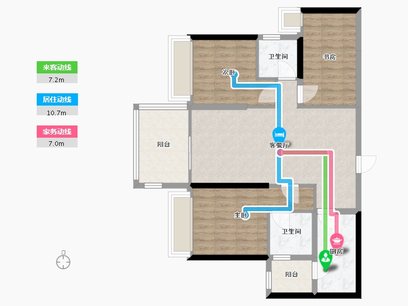 广西壮族自治区-柳州市-碧桂园翡翠湾-86.00-户型库-动静线