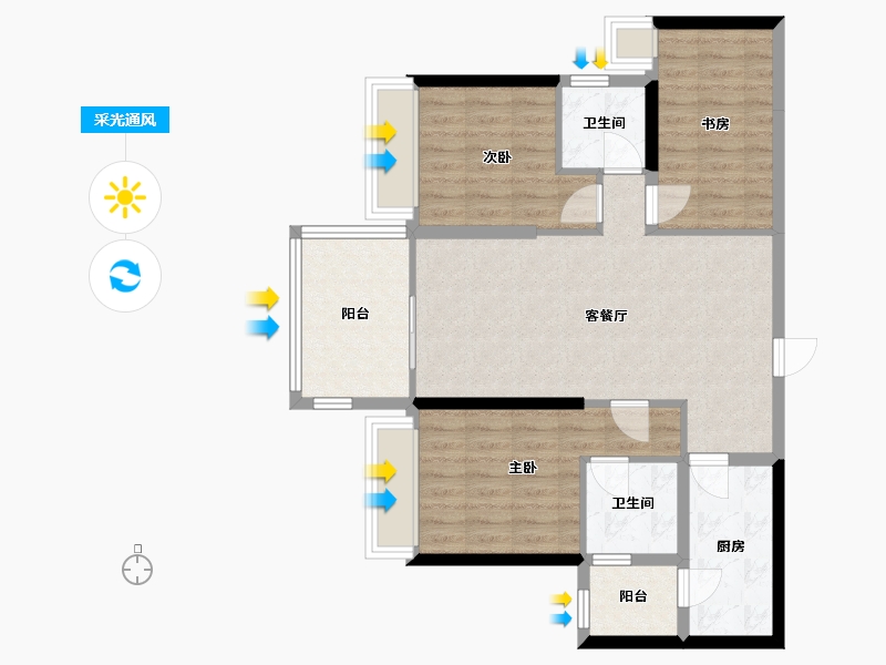 广西壮族自治区-柳州市-碧桂园翡翠湾-86.00-户型库-采光通风