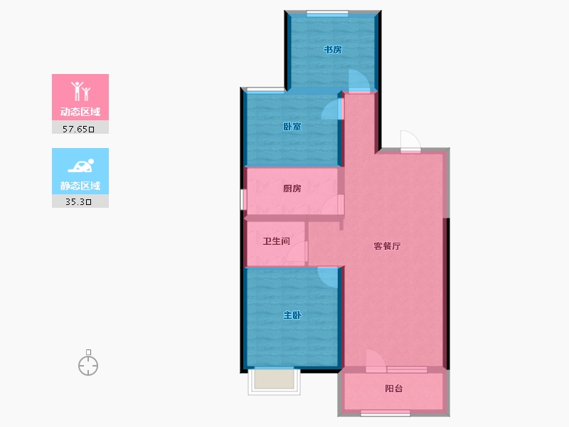 山东省-青岛市-海创景苑-83.35-户型库-动静分区