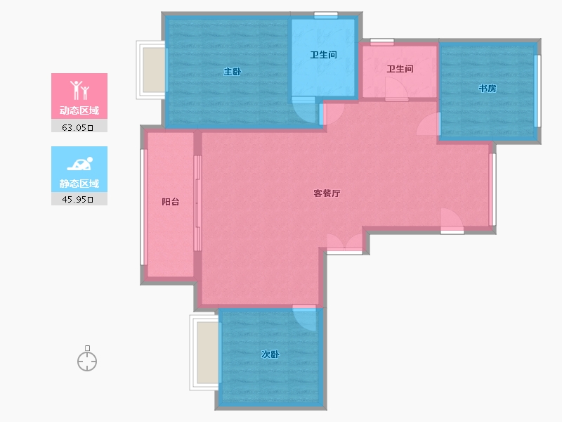 湖南省-常德市-蓉国新赋-102.88-户型库-动静分区