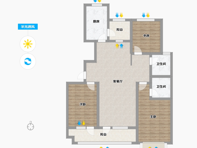 山东省-潍坊市-博裕学苑-105.00-户型库-采光通风