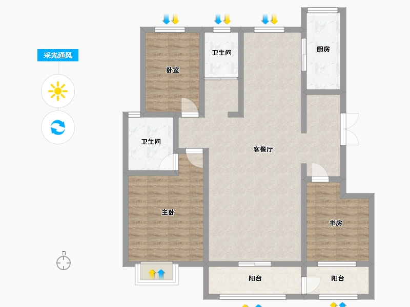 新疆维吾尔自治区-伊犁哈萨克自治州-宁新蓝湾-121.00-户型库-采光通风