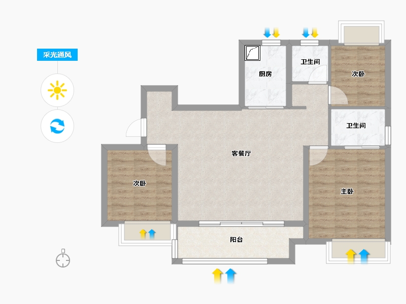 江苏省-常州市-拾光里-80.00-户型库-采光通风